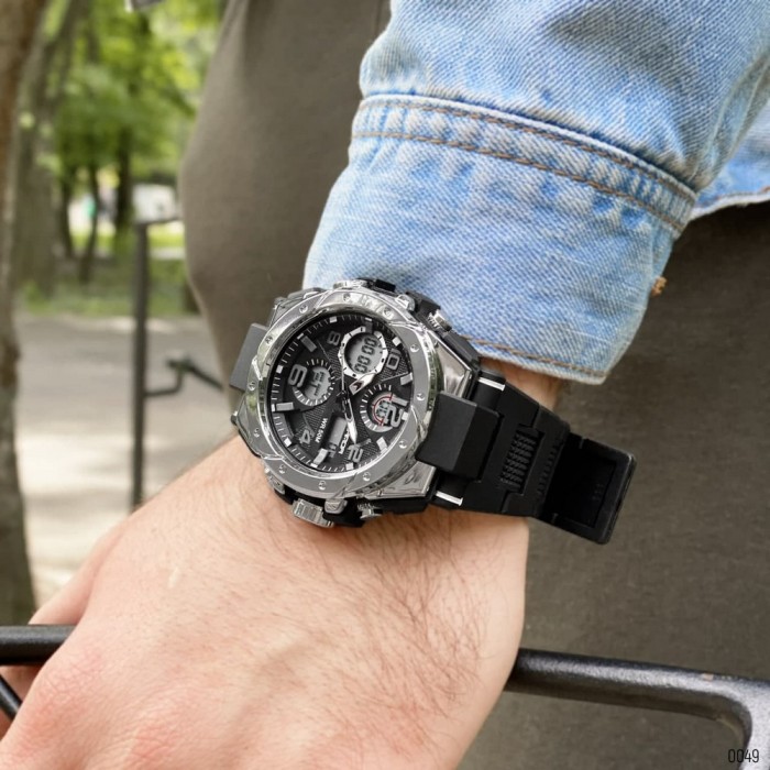 Годинник Sanda 6008 Black-Silver - Спортивний стиль для чоловіків