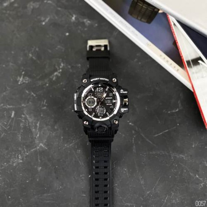 Чоловічий спортивний годинник Sanda 6021 Black-Silver