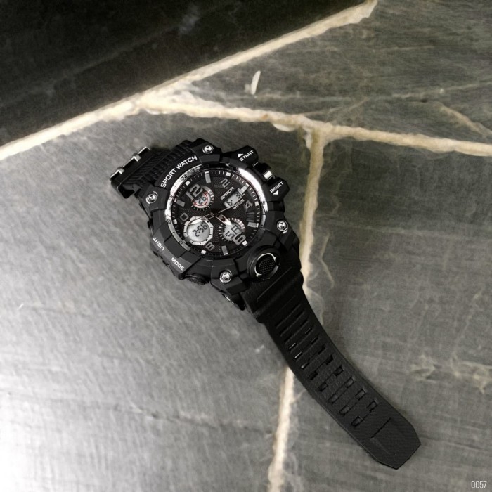 Чоловічий спортивний годинник Sanda 6021 Black-Silver