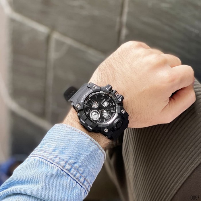 Чоловічий спортивний годинник Sanda 6021 Black-Silver