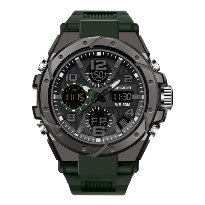 Годинник Sanda 6008 Green-Black – Спортивний стиль для активних чоловіків