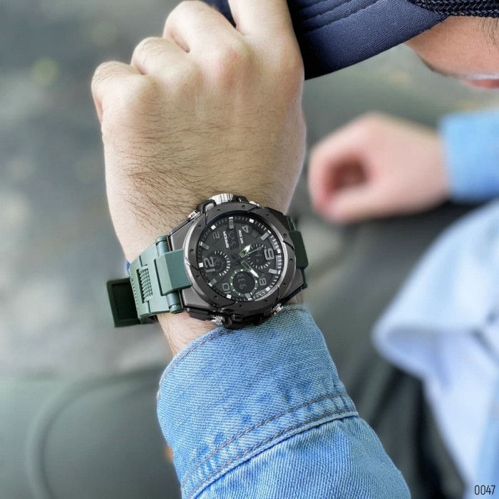 Годинник Sanda 6008 Green-Black – Спортивний стиль для активних чоловіків