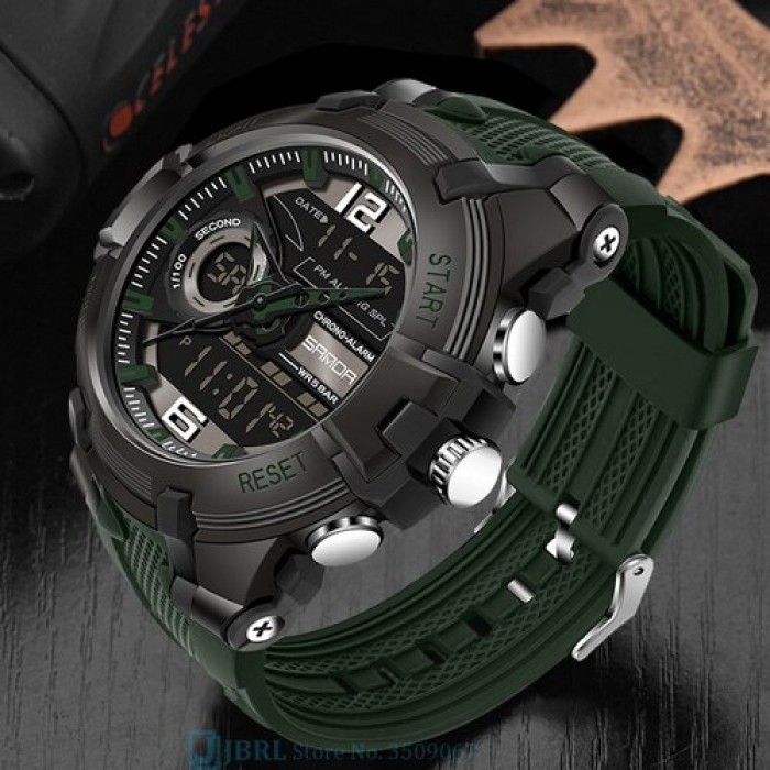 Чоловічий спортивний годинник Sanda 6015 Green-Black