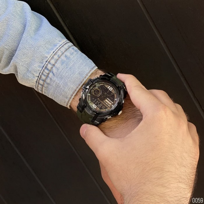 Чоловічий спортивний годинник Sanda 6015 Green-Black