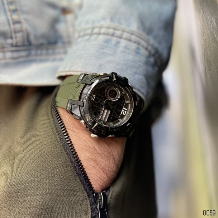 Чоловічий спортивний годинник Sanda 6015 Green-Black