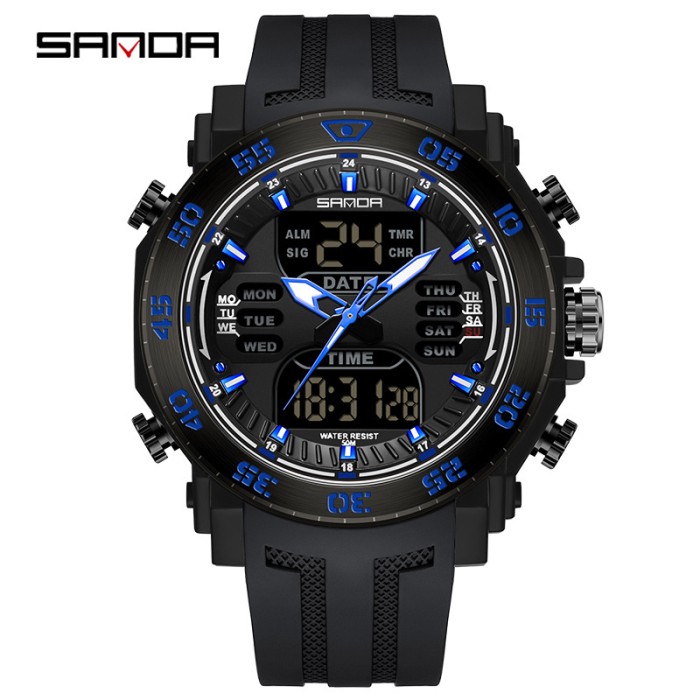 Наручний годинник Sanda 6029 Black-Blue