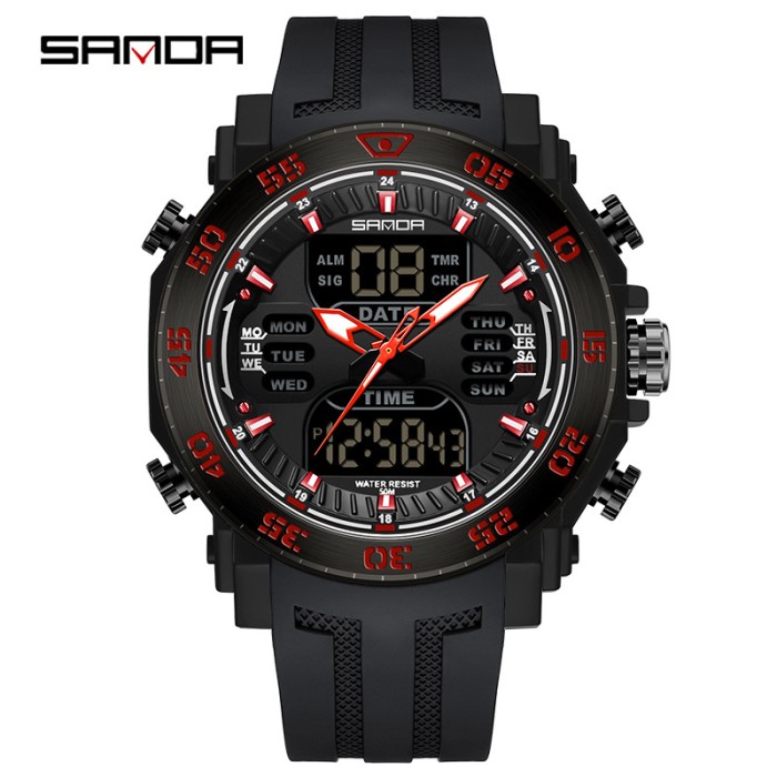 Годинник Sanda 6029 Black-Red - стиль та надійність
