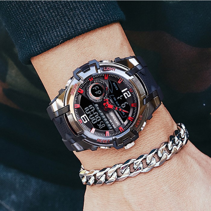 Чоловічі спортивні годинники Sanda 6015 Black-Red