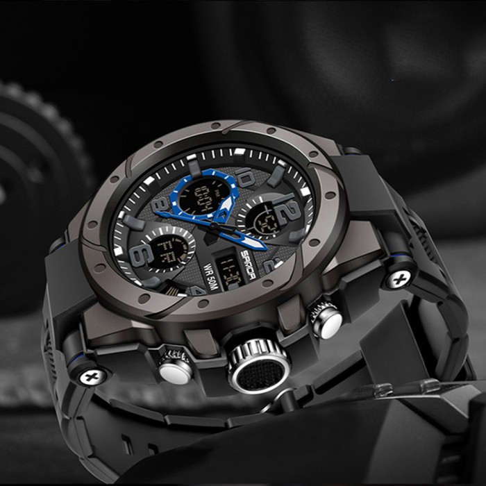 Спортивний годинник Sanda 6008 Чорний-Синій