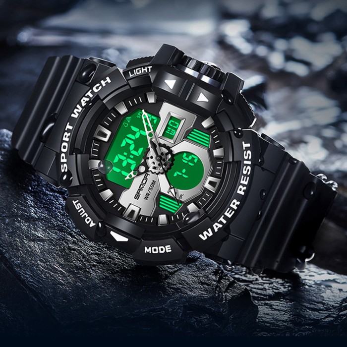 Чоловічий спортивний годинник Sanda 3129 Black-White