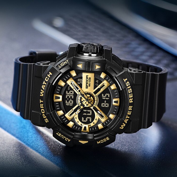 Годинники Sanda 3129 Black-Gold – Спортивний стиль та функціональність