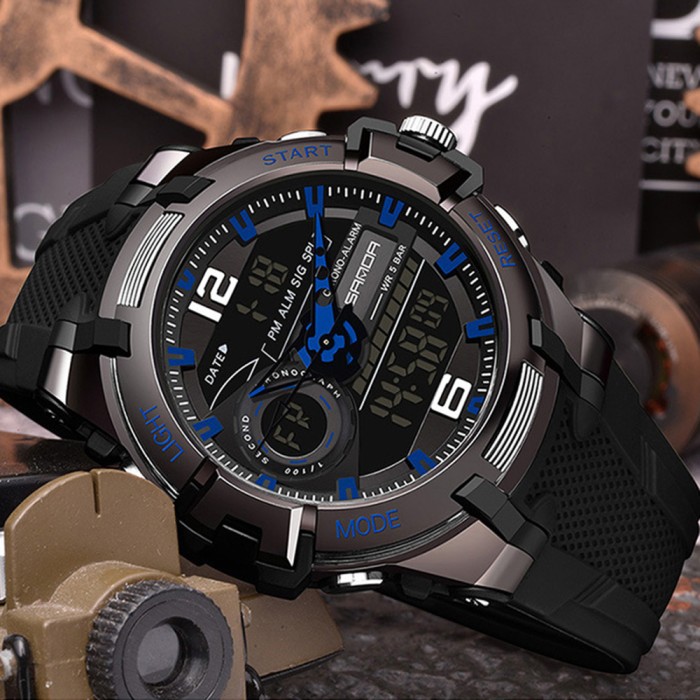 Годинник Sanda 6015 Black-Blue – стиль та функціональність
