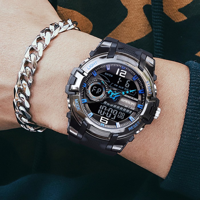 Годинник Sanda 6015 Black-Blue – стиль та функціональність