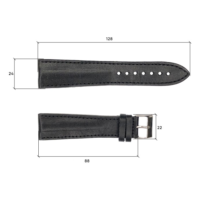Ремінець шкіряний 616 24х20 XL чорний товстий