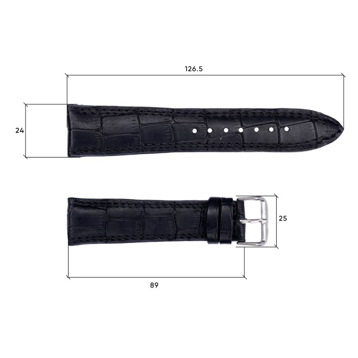 Ремінець шкіряний 648 24x20 XL чорний крокодил