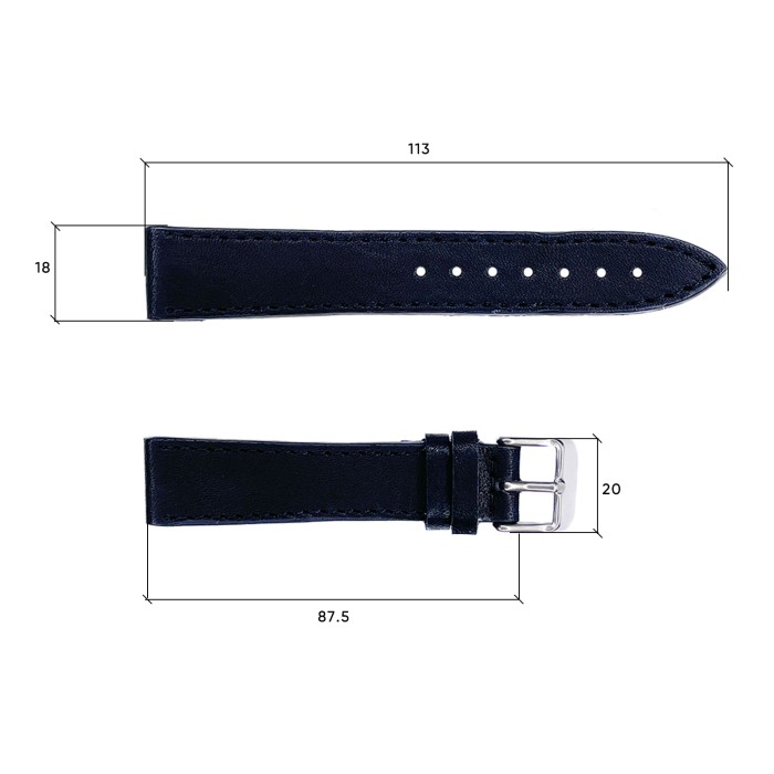 Ремінець шкіряний 609 18x16 чорний