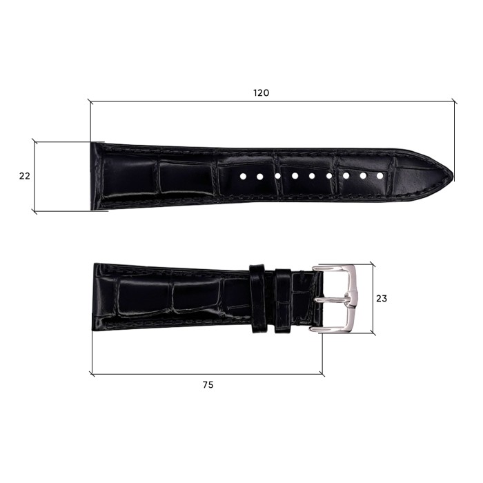 Шкіряний ремінець Premium 22х18 мм. Black