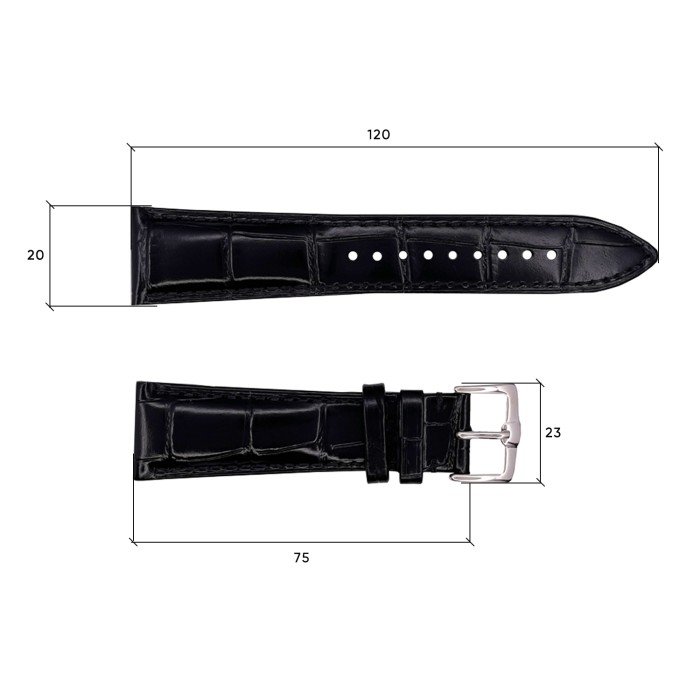 Шкіряний ремінець Premium 20х18 мм. Black