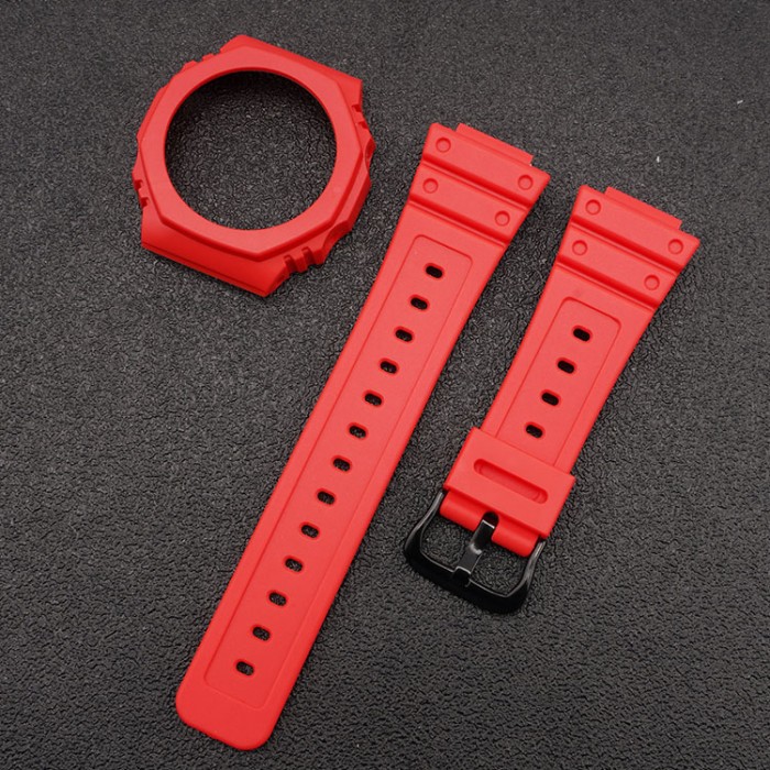 Ремінець + безель (рант) для Casio G-Shock GA-2100/GA-2110 Red Black