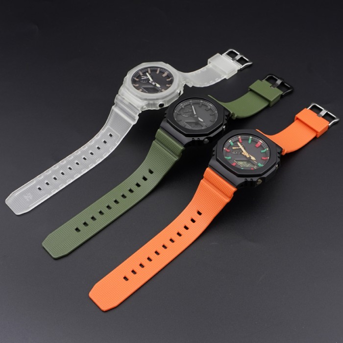 Ремінець для Casio G-Shock GM-2100 GA2100/2110 Army Green Silver