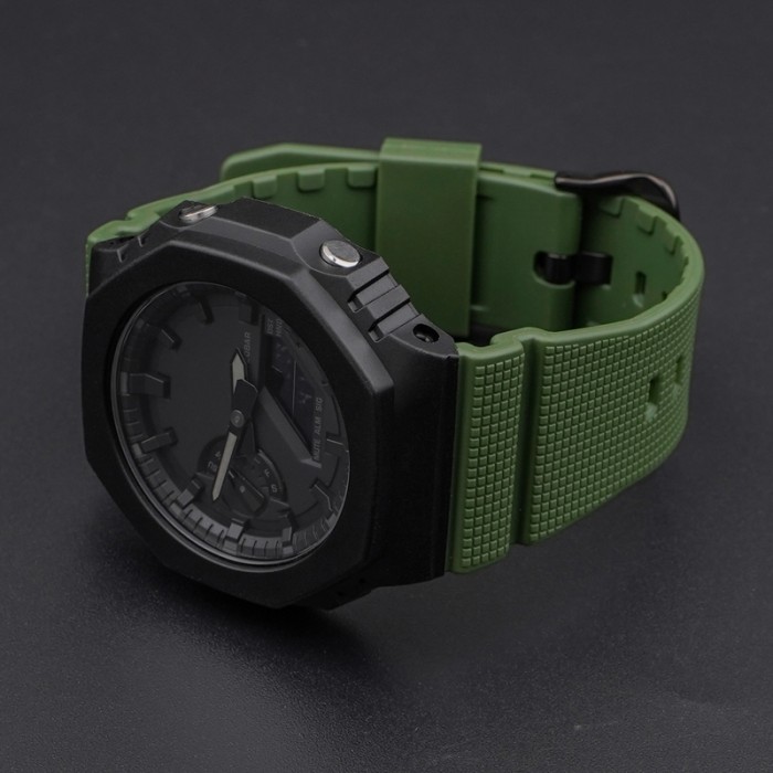 Ремінець для Casio G-Shock GM-2100 GA2100/2110 Army Green Silver