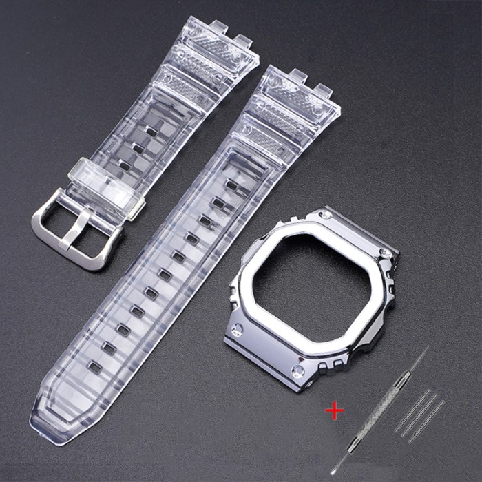 Ремінець + безель (рант) для Casio G-Shock GMW-B5000 Transp Silver SI