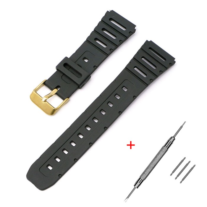 Ремінець для Casio G-Shock 20mm:CA-53W CA-61W FT-100W W-520U W-720G Black Gold