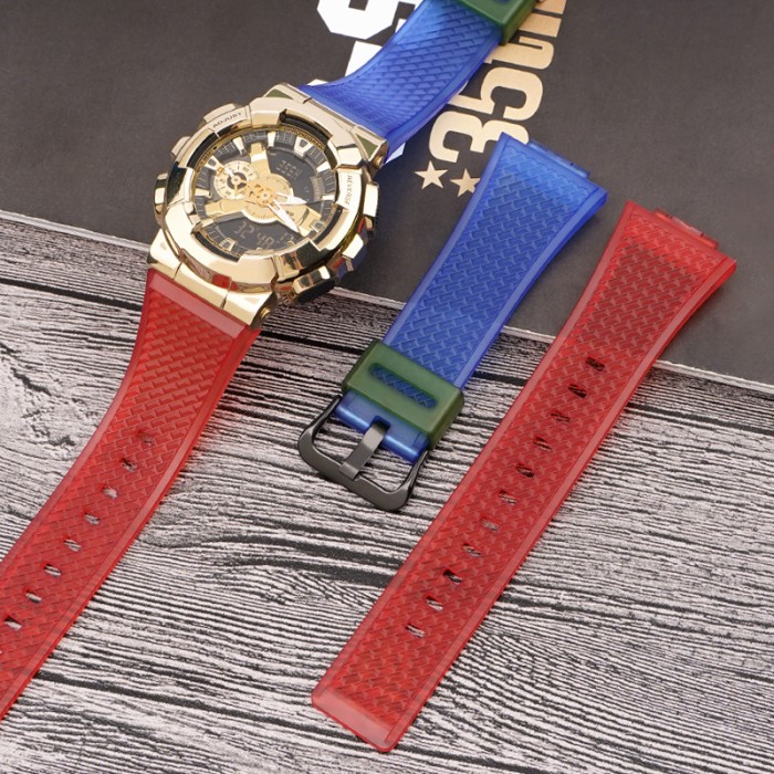 Ремінець для Casio G-Shock GA-100/110 - Transl-Red-Blue GD