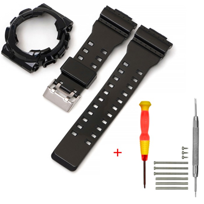 Ремінець + безель для Casio G-Shock GA-100 Black-Glossy SI