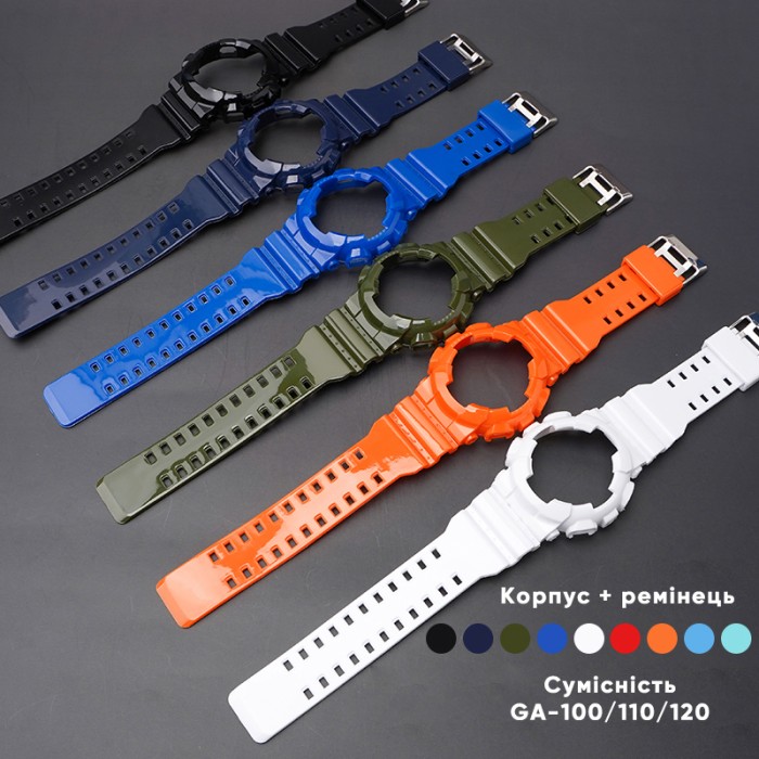 Ремінець і безель для Casio G-Shock GA-100 Dark Blue-Glossy