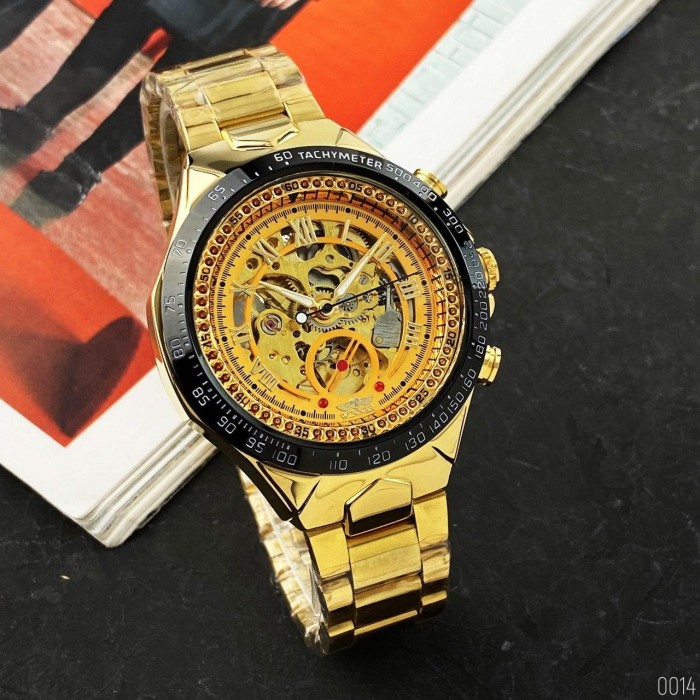 Чоловічий годинник Winner 8067 Gold-Black-Gold Red Cristal