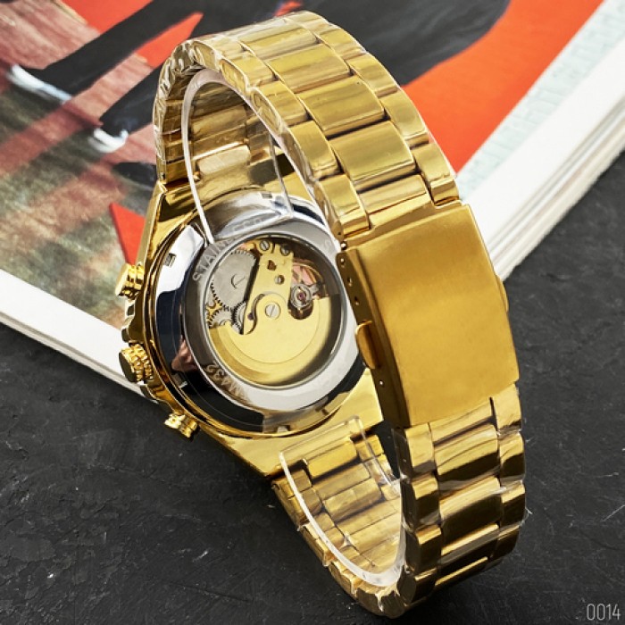 Чоловічий годинник Winner 8067 Gold-Black-Gold Red Cristal