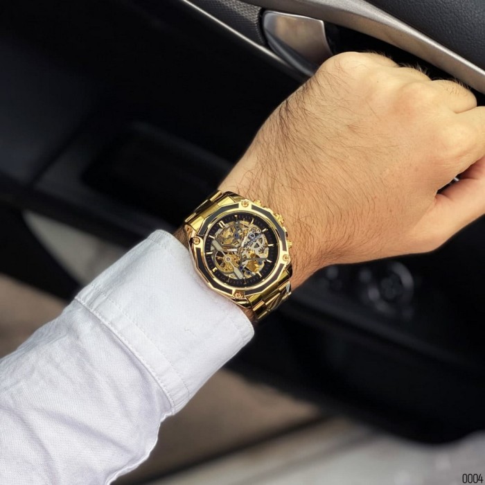 Наручний годинник Forsining 8130 Gold-Black