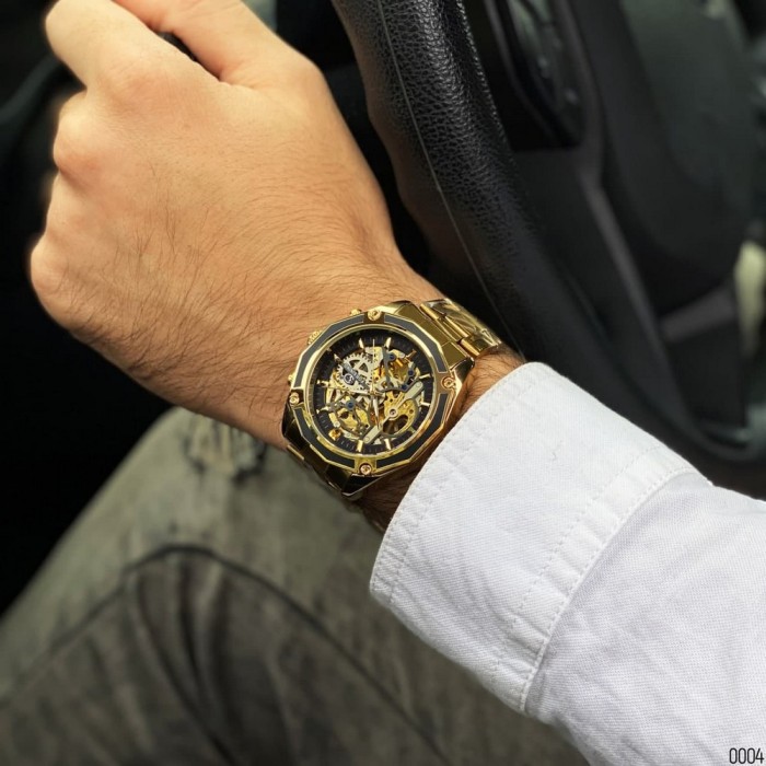 Наручний годинник Forsining 8130 Gold-Black