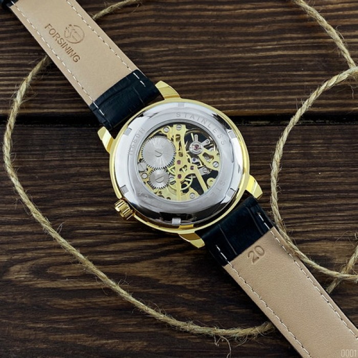 Чоловічий наручний годинник Forsining 8099 Black-Gold