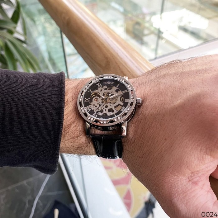 Наручний годинник Winner 8008 Diamonds Automatic Black-Silver