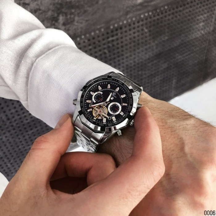 Чоловічий наручний годинник Forsining 340 Silver-Black