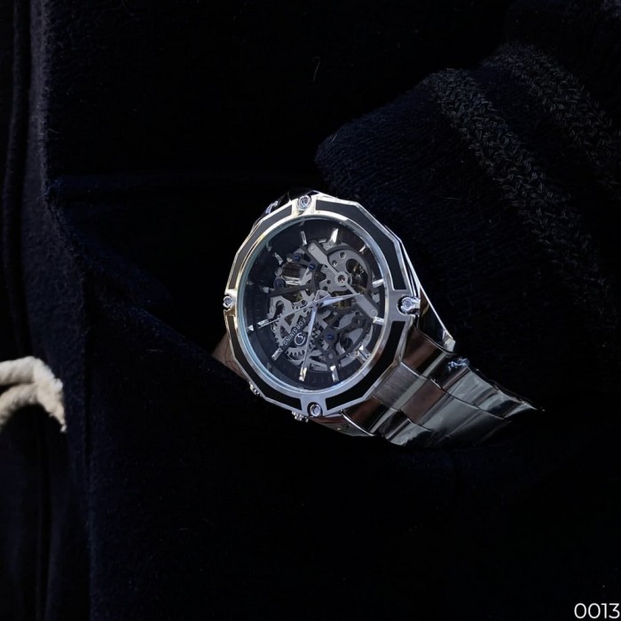 Наручний годинник Forsining 8130 Silver-Black