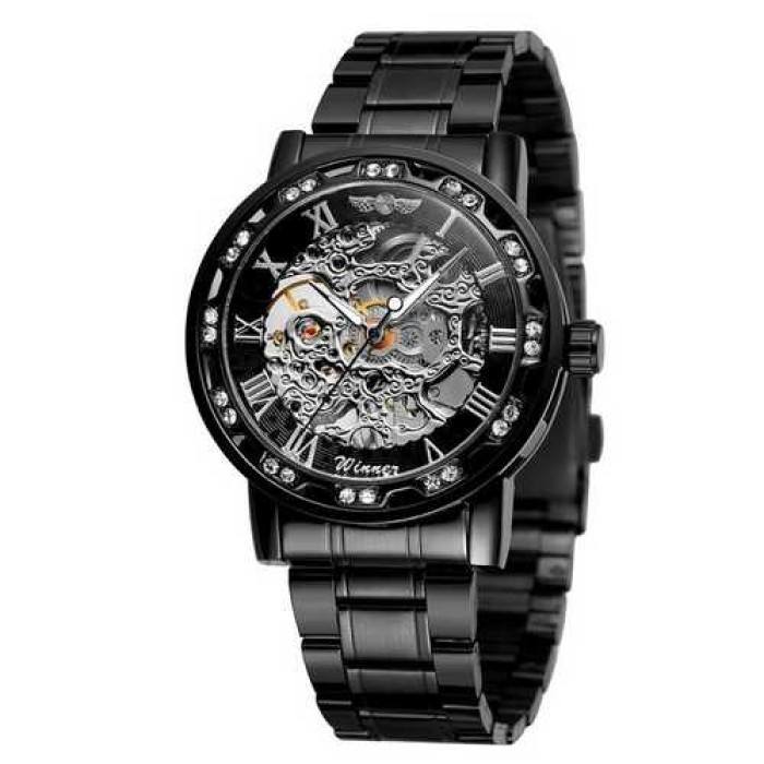 Годинник Winner 8012 Diamonds Automatic Black-Silver