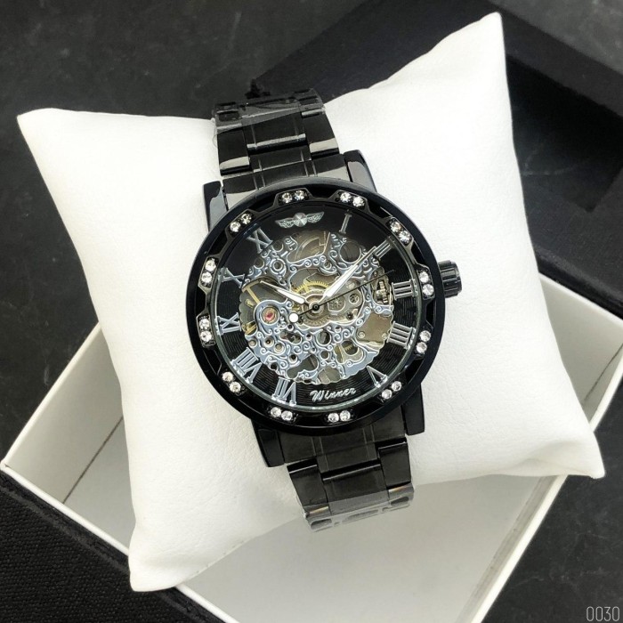 Годинник Winner 8012 Diamonds Automatic Black-Silver