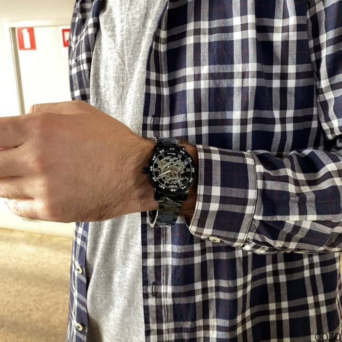 Годинник Winner 8012 Diamonds Automatic Black-Silver