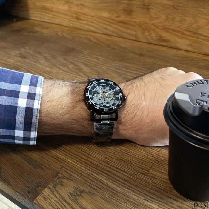 Наручний годинник Winner 8012 Diamonds Automatic Black-Gold