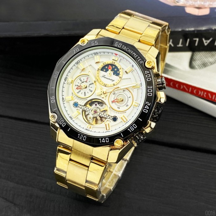 Годинники Forsining 6913 Gold-Black-White