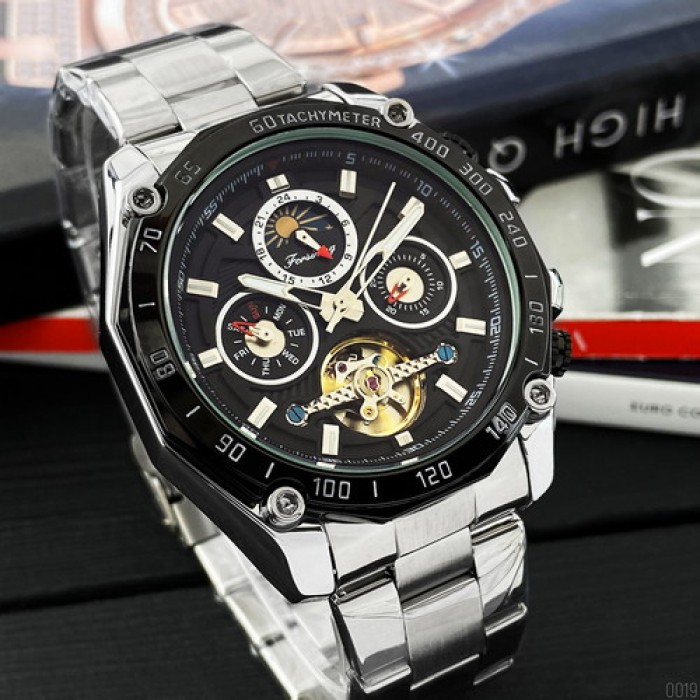 Наручний годинник Forsining 6913 Silver-Black