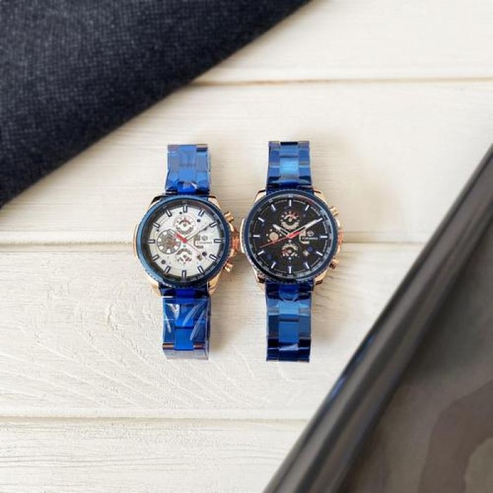 Наручні годинники Forsining 6909 Blue-Cuprum-White