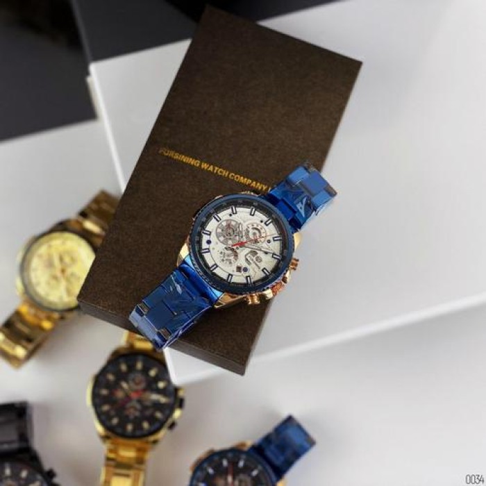 Наручні годинники Forsining 6909 Blue-Cuprum-White