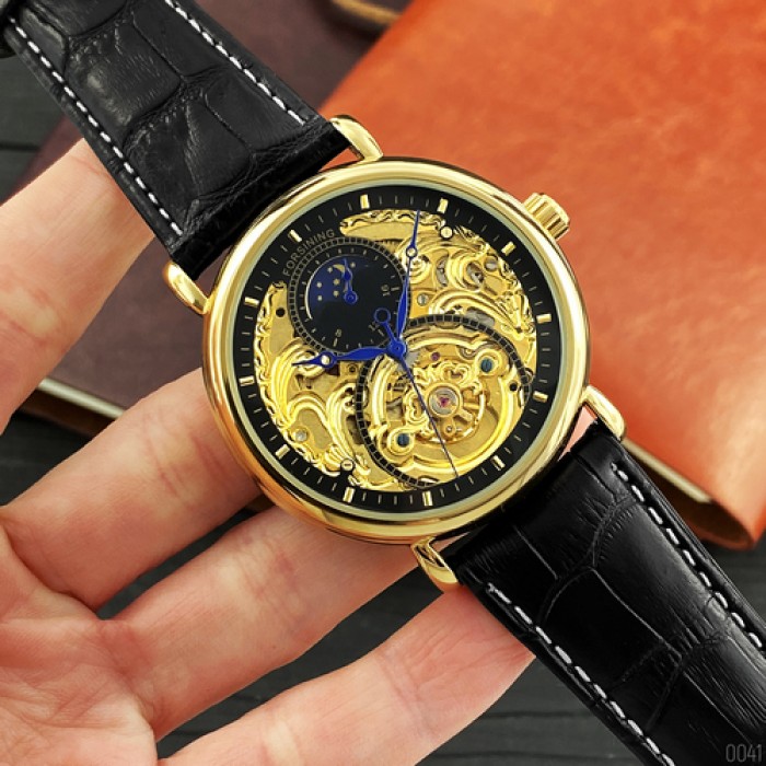 Чоловічий годинник Forsining 8177 Gold-Black
