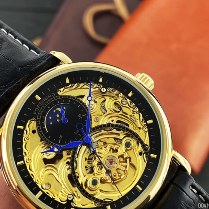 Чоловічий годинник Forsining 8177 Gold-Black