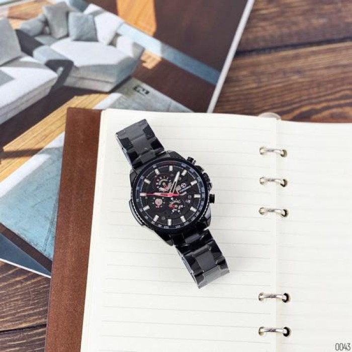 Чоловічий наручний годинник Forsining 6909 All Black-Red