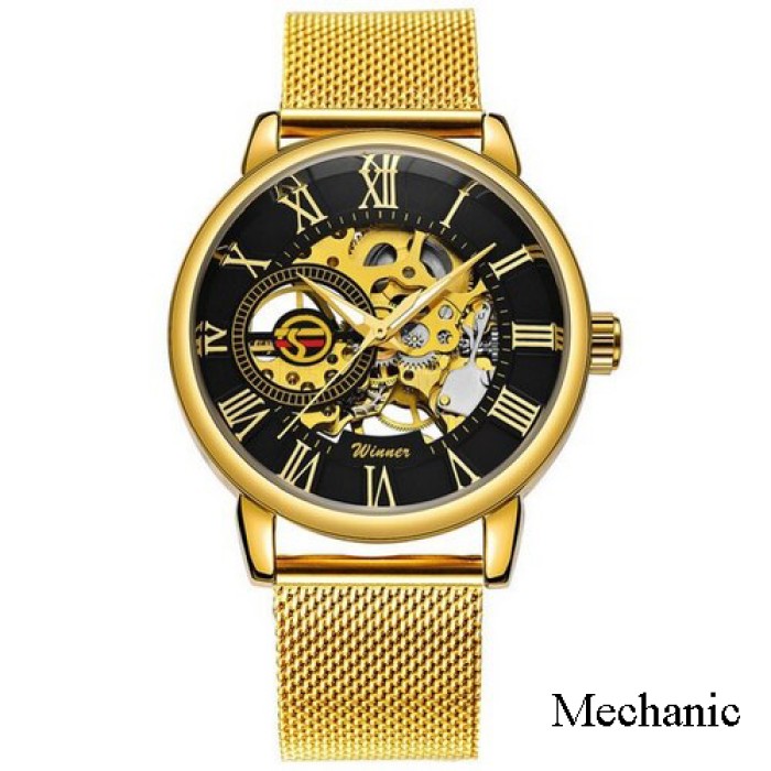 Чоловічий наручний годинник Forsining 8099 Gold-Black